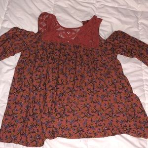 Long sleeve cute orange blouse